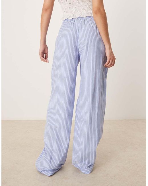 Pantaloni Dad Fit A Vita Alta Con Risvolti Sul Fondo A Righe di Vila in Blue