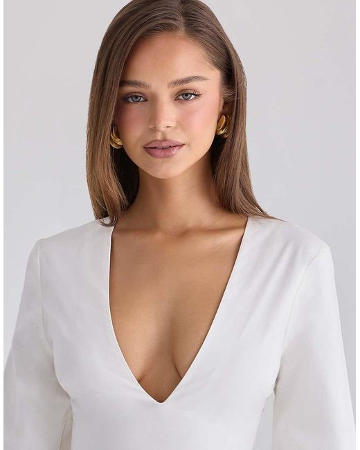 House Of Cb White Bell Sleeve Cotton Mini Dress
