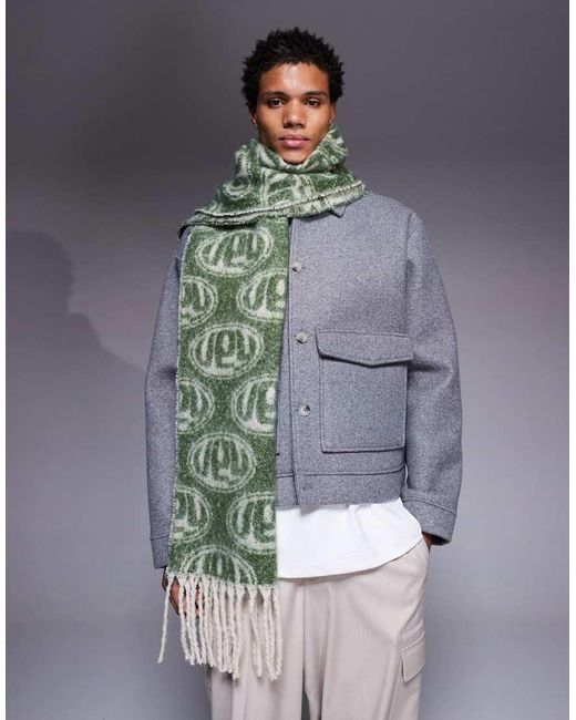 Sciarpa Double-Face Con Stampa di ASOS in Gray da Uomo