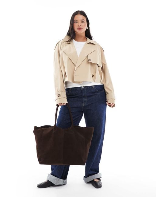 ASOS Blue Premium Suede Bonded Tote Bag