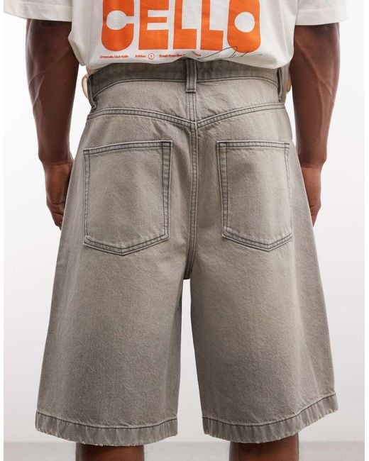 ASOS Gray Loose Denim Jorts for men
