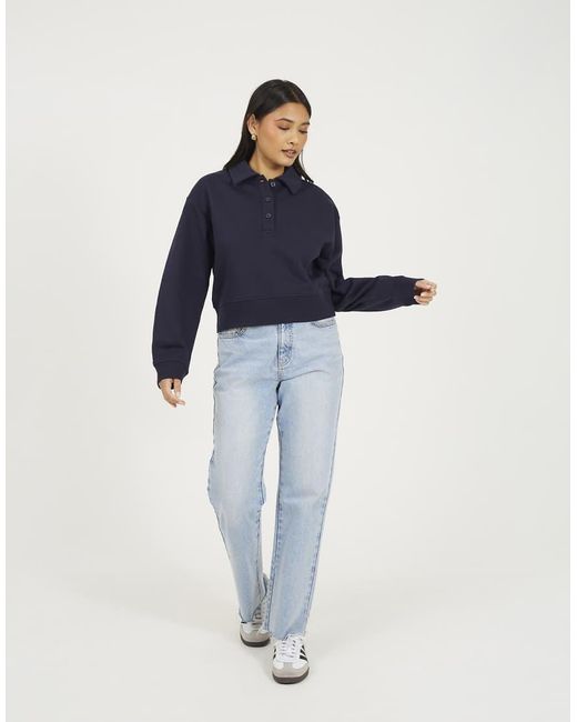 Brave Soul Blue Collared Button Down Sweatshirt