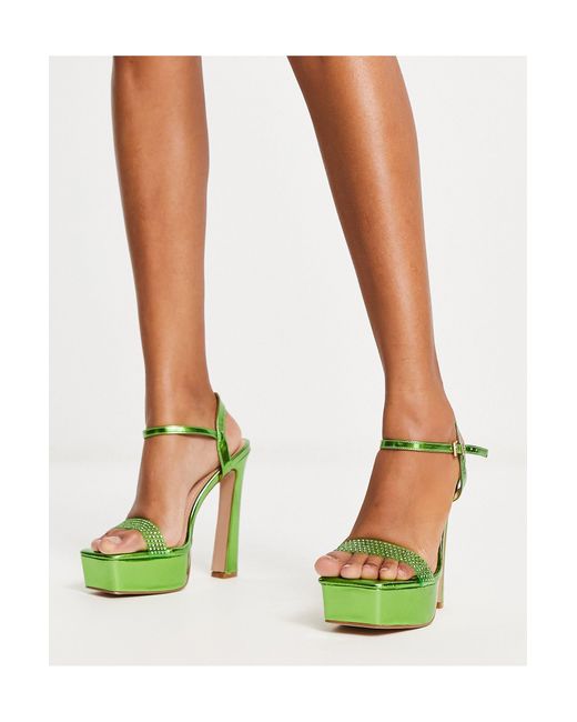Simmi london wide fit - sandales style mules transparentes à strass SIMMI en coloris Green