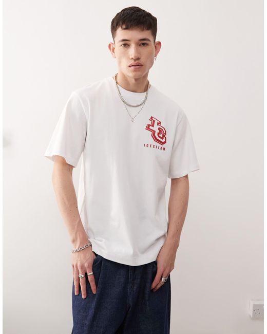 ICECREAM Red Logo Back Print Heavyweight T-shirt for men