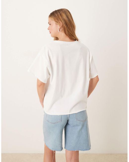 ASOS White Boxy Tee With Seam Detail