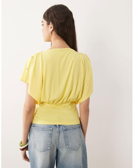 ASOS Yellow Multi Way Button Up Top