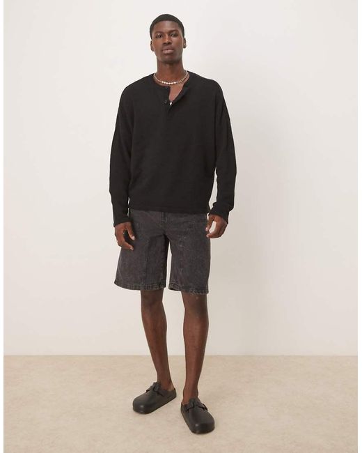 ASOS Black Super Oversized Boxy Lightweight Jumper for men