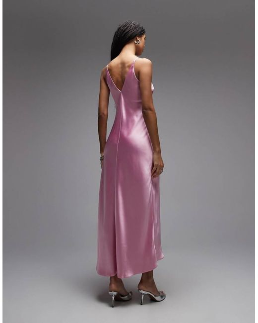 ASOS Purple High Apex Satin Midi Dress