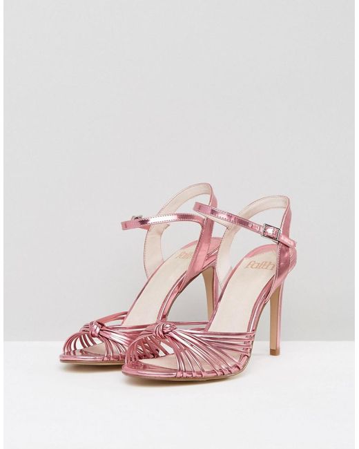 Faith Metallic Knot Sandals in Pink | Lyst