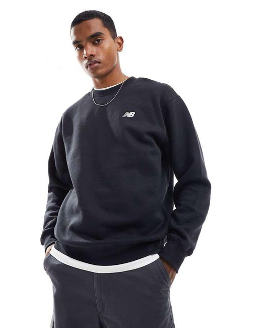 New Balance Blue Small Logo Brushed Sweatshirt for men