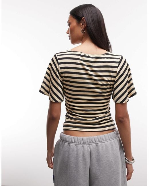 Collusion Brown Deep V-neck Batwing Top
