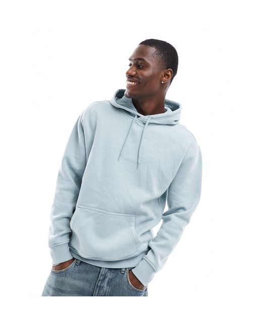 Hollister Blue Script Logo Relaxed Fit Hoodie With Side Seam Zip for men