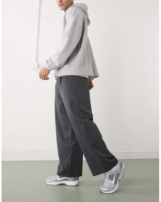 Reclaimed Vintage Gray Wide Leg Tailored Trousers