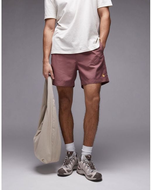 Carhartt Pink Chase Swim Trunks for men