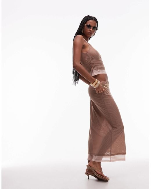 ASOS Brown 90's Mesh Double Layer Twist Top
