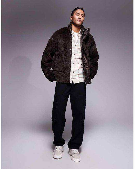 ASOS Black Oversized Jacket With Funnel Neck for men