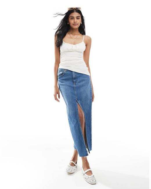 Top Écru Testurizzato Con Fondo Asimmetrico di Pull&Bear in Blue