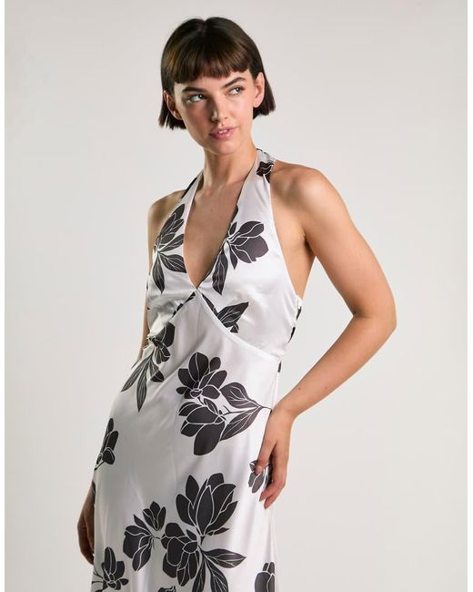 Glamorous White Halter Neck Midi Dress