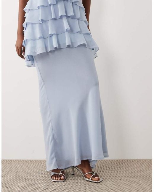 Wanderdoll Blue Primrose Chiffon Sheer Drape Maxi Skirt
