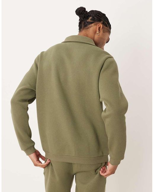 ASOS Oversized Sweatshirt Met Geribbelde Polokraag in het Green voor heren