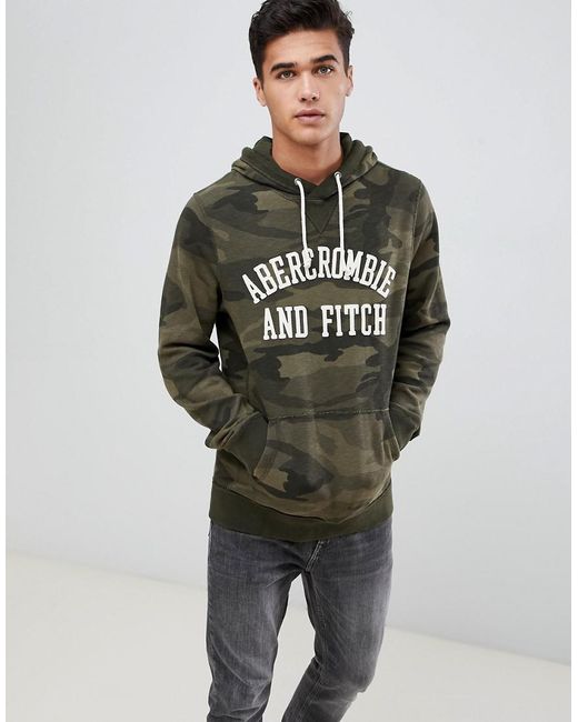 Abercrombie & Fitch Icon Logo Camo Print Hoodie In Green for Men | Lyst  Australia