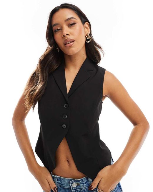 ASOS Black Collar Waistcoat