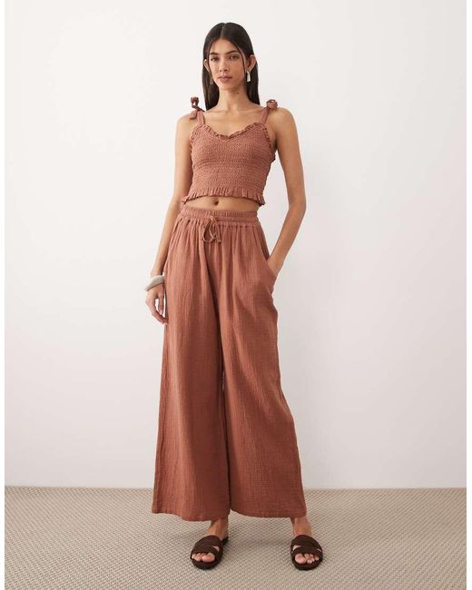 Iisla & Bird Brown Wide Leg Flowy Trouser