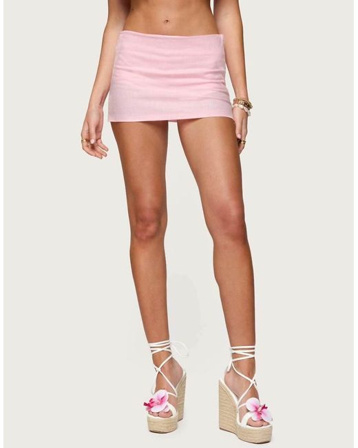 Edikted Pink Avalai Linen Look Mini Skort