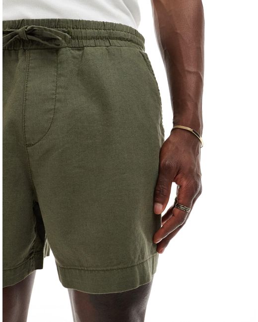 ASOS Green Wide Linen Shorts for men