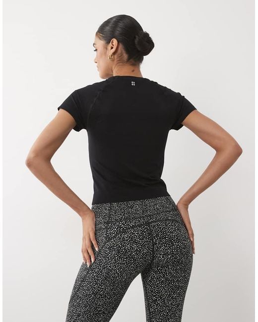 Sweaty Betty Black Athlete Crop Seamless Workout T-Shirt
