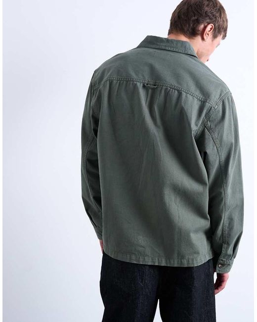 Topman Gray Long Sleeve Washed Overshirt for men