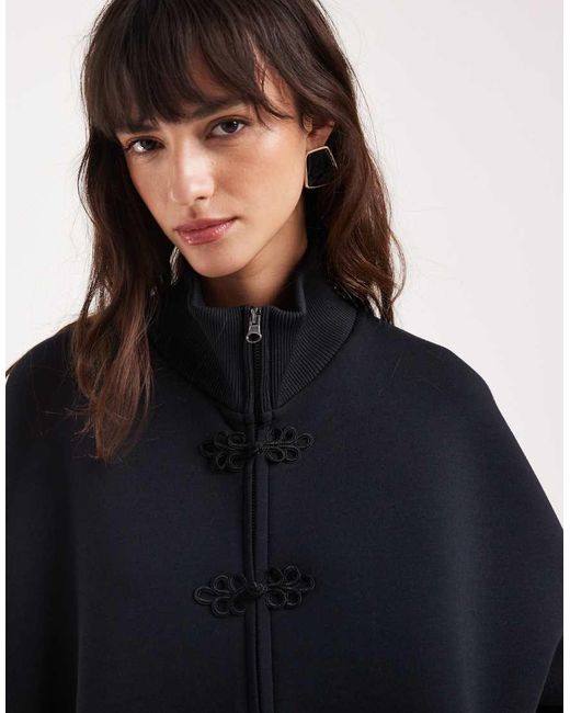 ASOS Red Funnel Neck Zip Up Jacket With Mandarin Button Detail