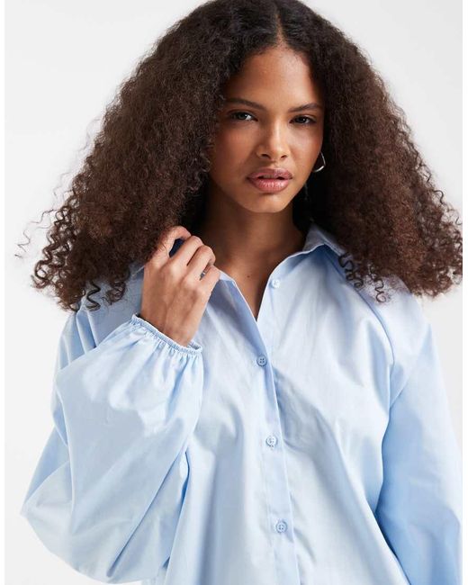 ASOS White Oversized Bubble Sleeve Shirt