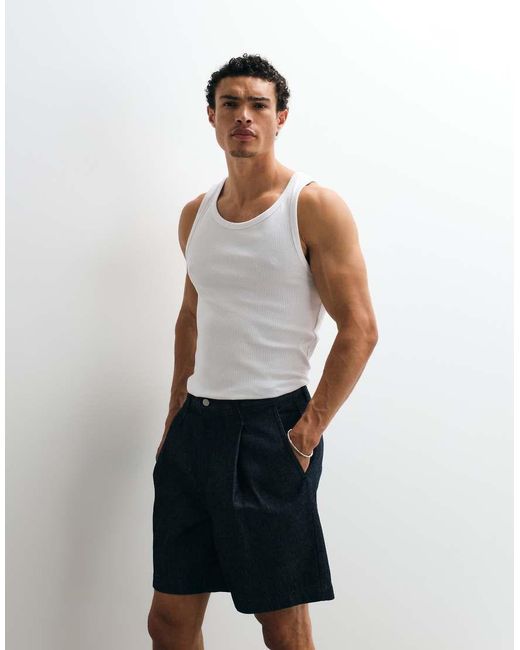 Only & Sons White Ribbed Tank Top for men