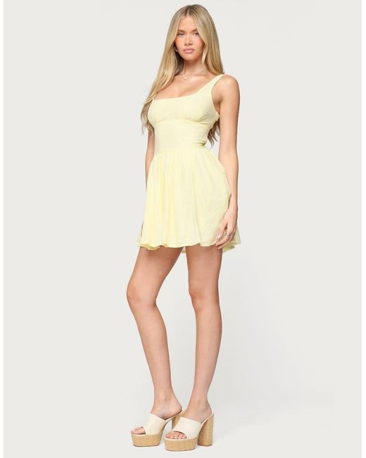 Edikted Natural Reina Embroidered Cotton Mini Dress
