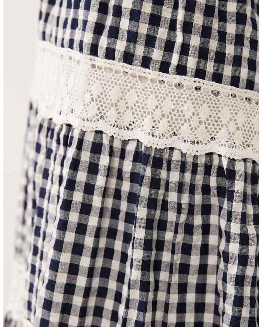 Nobody's Child Gray Leonor Cotton Lace Trim Tiered Maxi Skirt