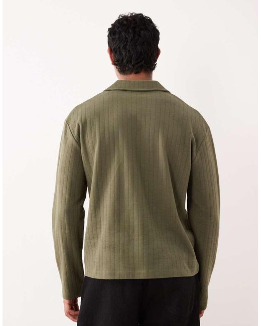 ASOS Green Relaxed Long Sleeve Polo for men