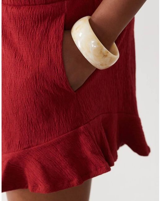 ASOS Red Mix & Match Cotton Crinkle Ruffle Hem Shorts