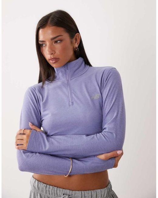 New Balance Purple Sport Essentials Space Dye 1/4 Zip