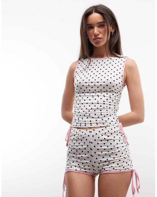 Reclaimed Vintage White Polka Dot Micro Shorts With Contrast Binding