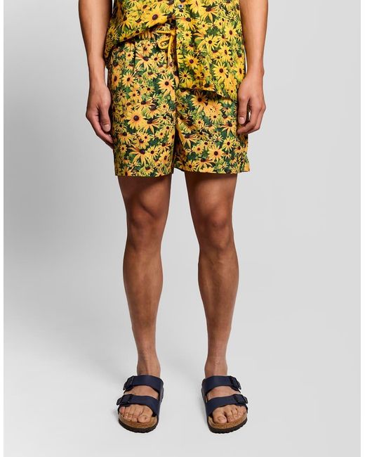 Lyle & Scott Yellow Shorts Wild Garden Print Swimshort for men