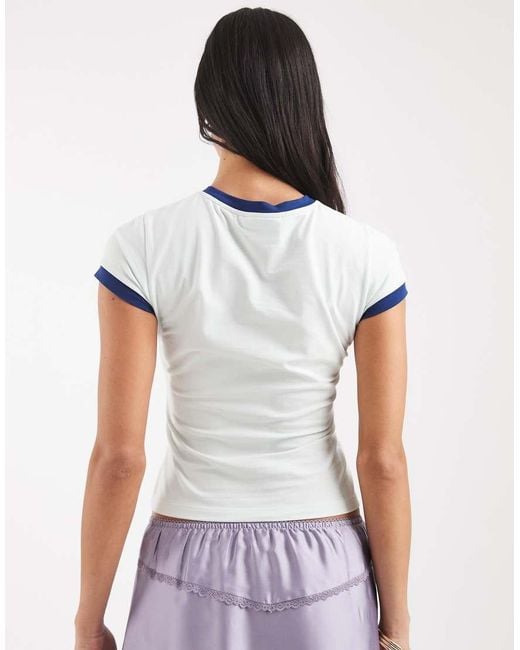 ASOS White Disney Ringer Baby Tee With Stitch Print