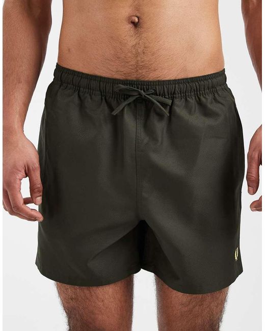 Fred Perry Green Drawstring Logo Swim Shorts for men
