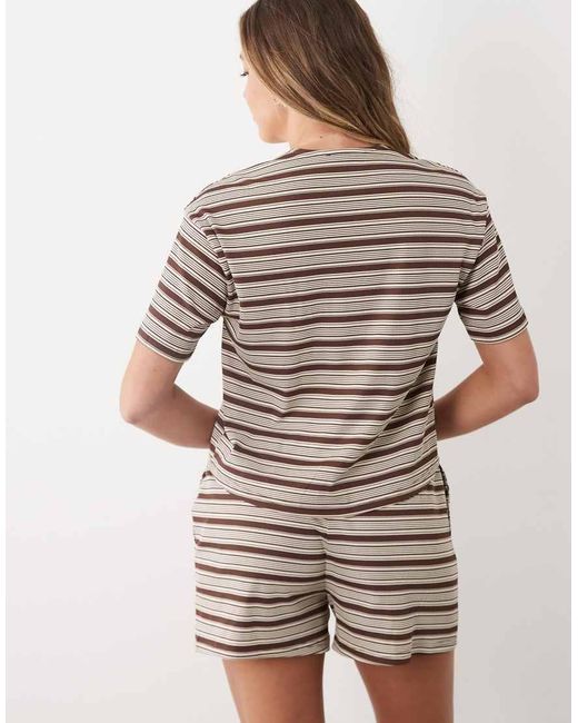 Threadbare Brown Ribbed Jersey Short Sleeve Top