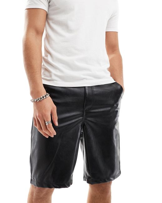 ASOS Gray Leather Look Jorts for men