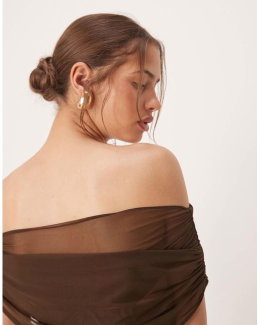 Six Stories Natural – schulterfreies midaxi-kleid