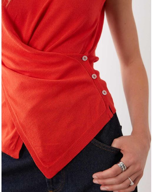 Mango Red Sleeveless Lightweight Knitted Top