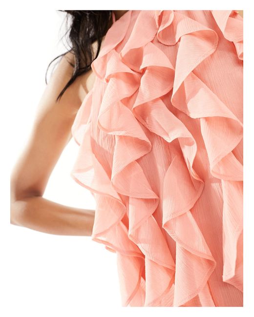 Pretty Lavish Pink Halter Ruffle Mini Dress