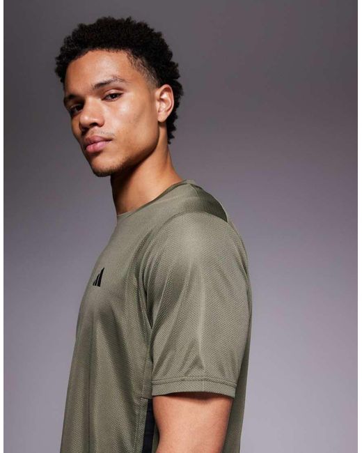 Adidas Originals Gray Adidas Training Essentials T-Shirt With Three Stripes for men