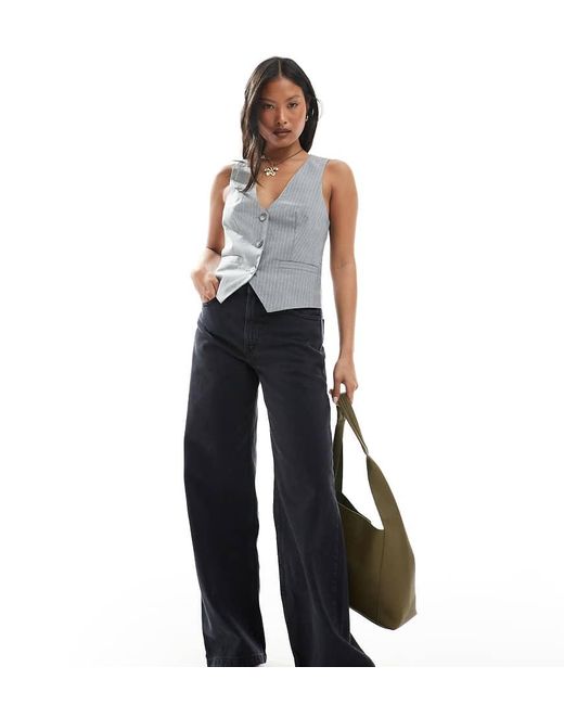 Pull&Bear Blue Petite High Rise Wide Leg Jean